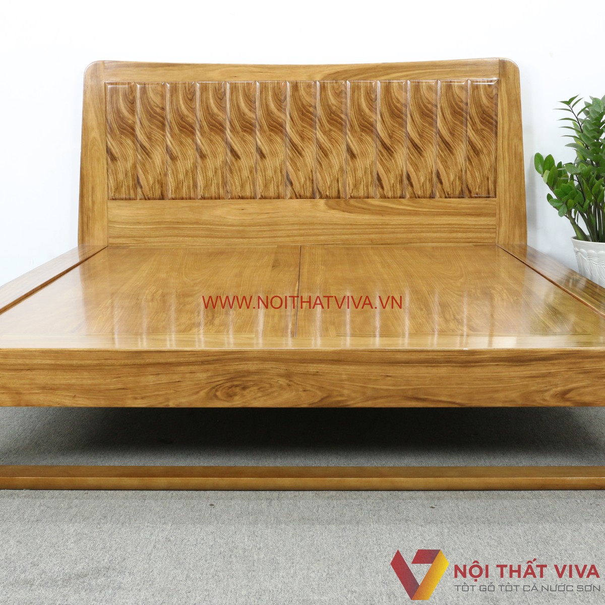 Giường Ngủ Chân Quỳ Kiểu Nhật Gỗ Hương Xám Hiện Đại Sang Trọng Giá Tốt