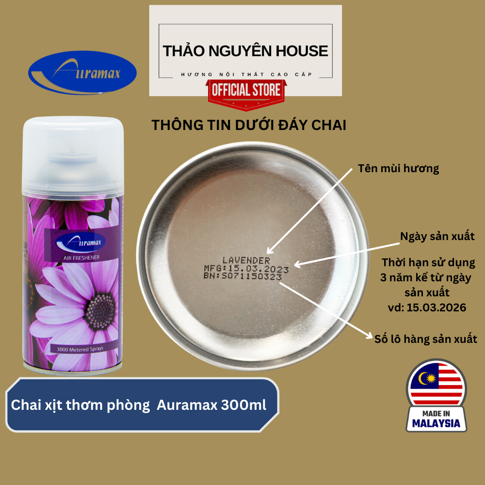 Nước hoa xịt thơm phòng Auramax 300ml hương CK (nước hoa CK)