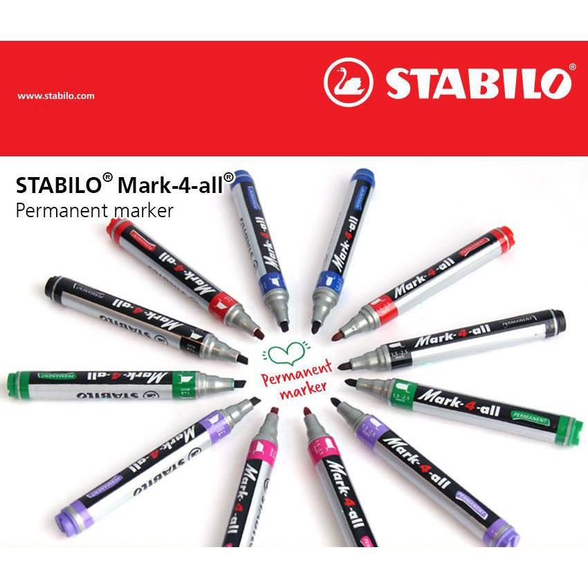 Hộp 10 Bút lông dầu đầu tròn STABILO Mark-4-all PERMANENT (MK651/10)