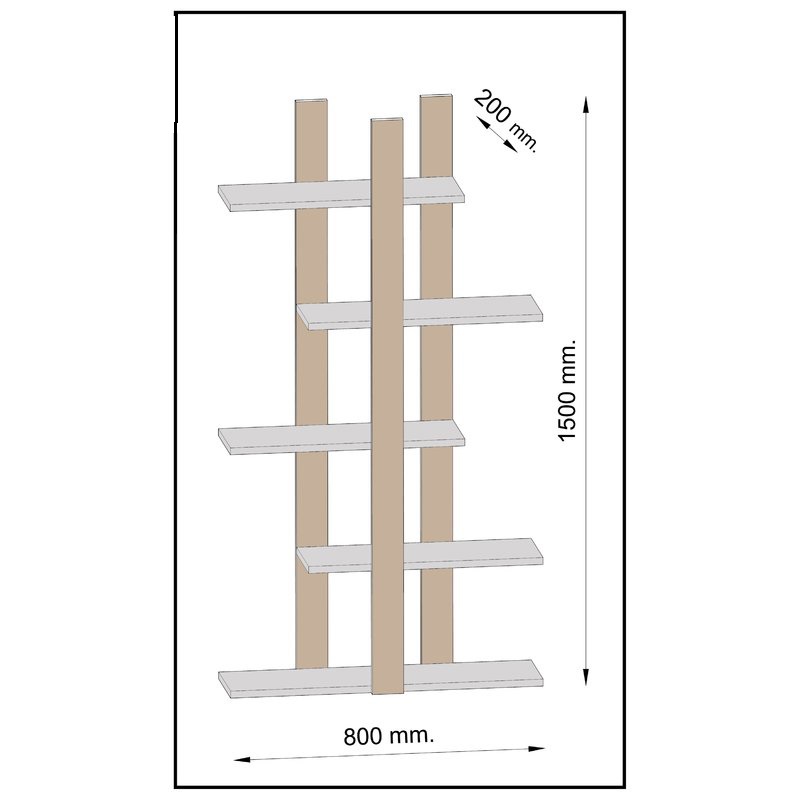 Kệ Sách Di Động 5 Tầng Đơn Giản KS284 - Trắng  + Vân Gỗ