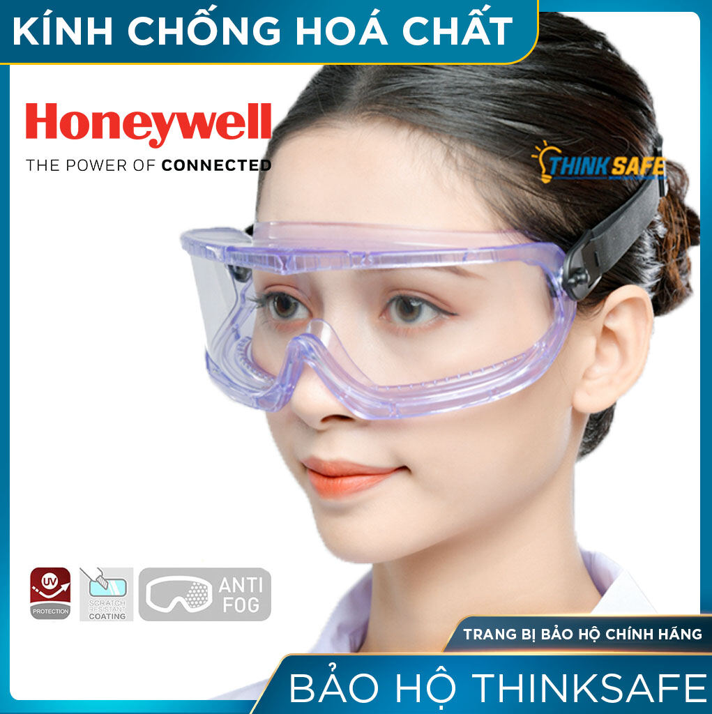 Kính bảo hộ chống bụi Honeywell Vmaxx kính chống hóa chất chống va đập chống tia uv giảm lóa kính bảo hộ mắt có thể đeo cùng mặt nạ phòng độc kính cận