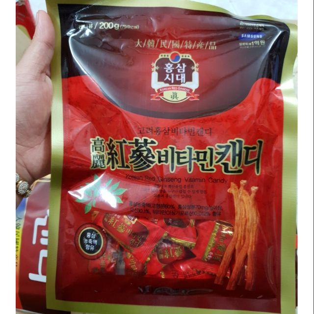 FREESHIP Kẹo hồng sâm vitamin e có đường Hàn Quốc 200g
