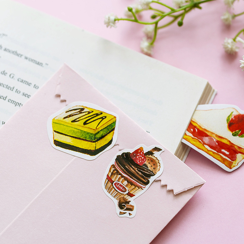 Sticker hộp 50 miếng dán - Bánh Ngọt - Hộp nhãn dán trang trí sổ tay bullet journal - M091