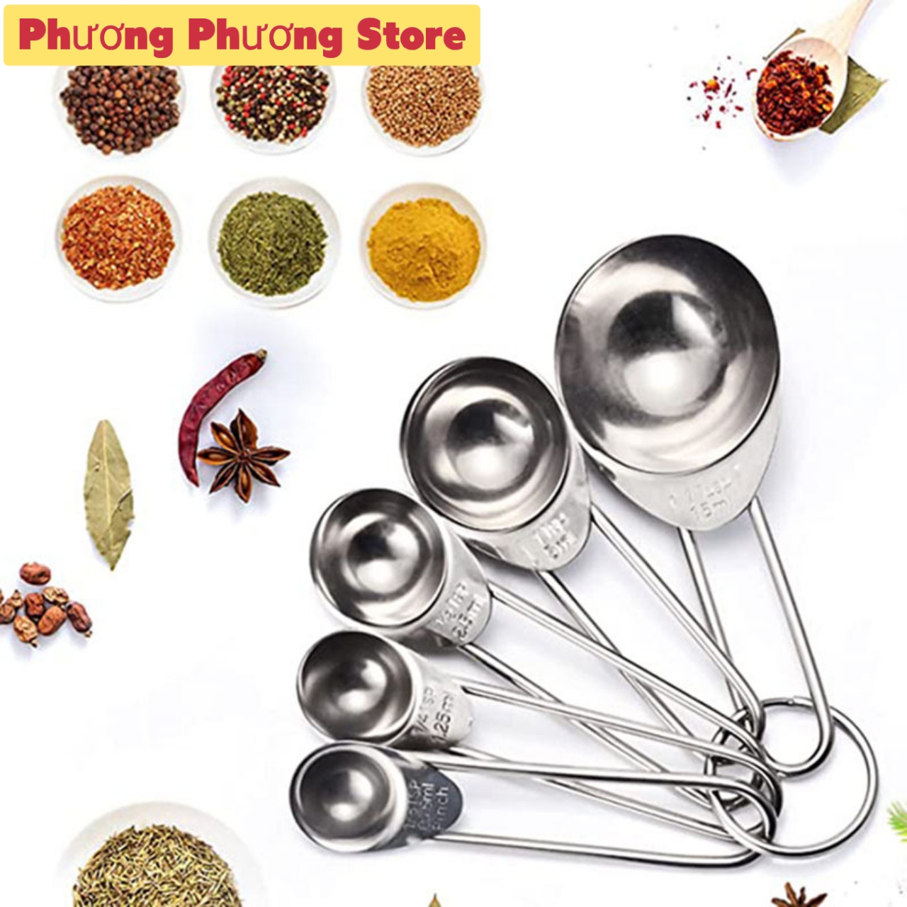 Bộ Thìa Đong Định Lượng 5 chiếc Bằng Inox 304