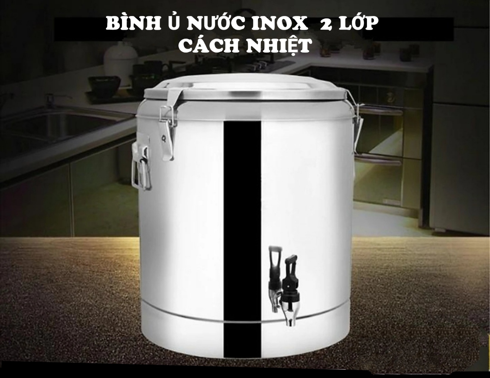 Bình giữ nhiệt Inox có vòi 2 lớp cách nhiệt ( tặng sét 4 co vs vòi)