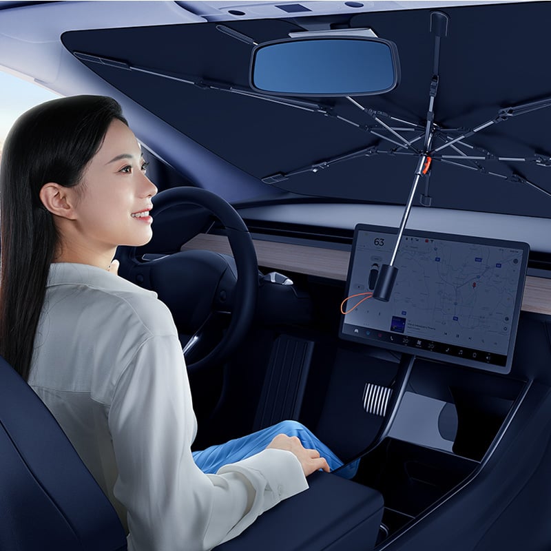 Dù Che Nắng Cửa Kính Trước Có Thể Xếp Lại Dùng Cho Xe Ô Tô Baseus CoolRide Doubled-Layered Windshield Sun Shade Umbrella Pro - Hàng chính hãng