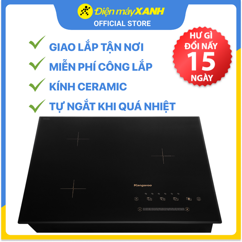 Bếp từ ba vùng nấu lắp âm Kangaroo KG836i - Hàng chính hãng