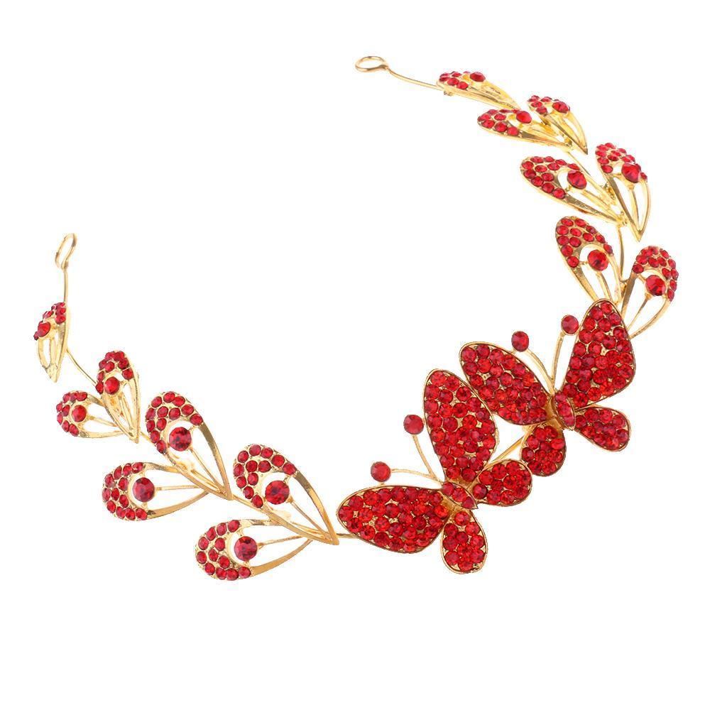 Elegant Wedding Crystal Butterfly Crown Tiara Headband Hair Accessories