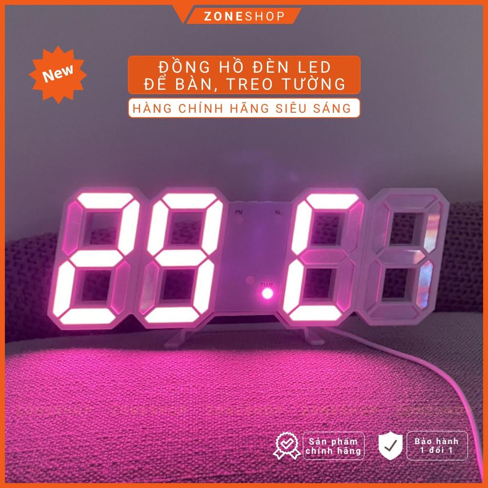 Đồng Hồ LED 3D Để Bàn, Treo Tường Thông Minh ZONEHOUSE Smart Clock Với Chức Năng Báo Thức, Nhiệt Độ, Cảm Biến