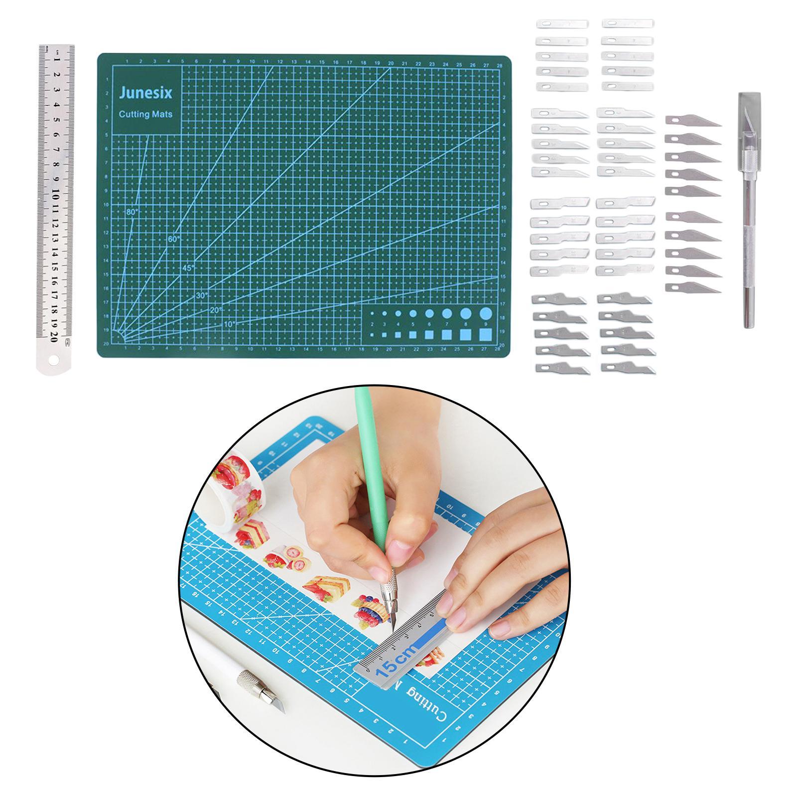 Precision Carving Craft Hobby Kit Includes Carving Blades, Cutting Board, Steel Ruler for DIY Art Work Cutting, Stencil, Scrapbook