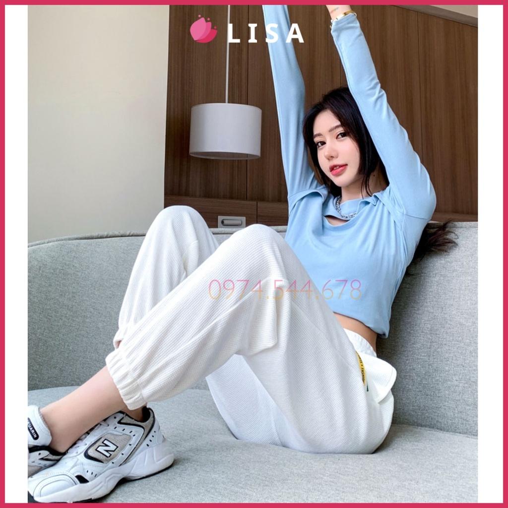 Quần Jogger Nữ, Quần Thể Thao Nữ Vải Nỉ Caro, Cạp Chun, Ống Bom Cá Tính, Lisa M73