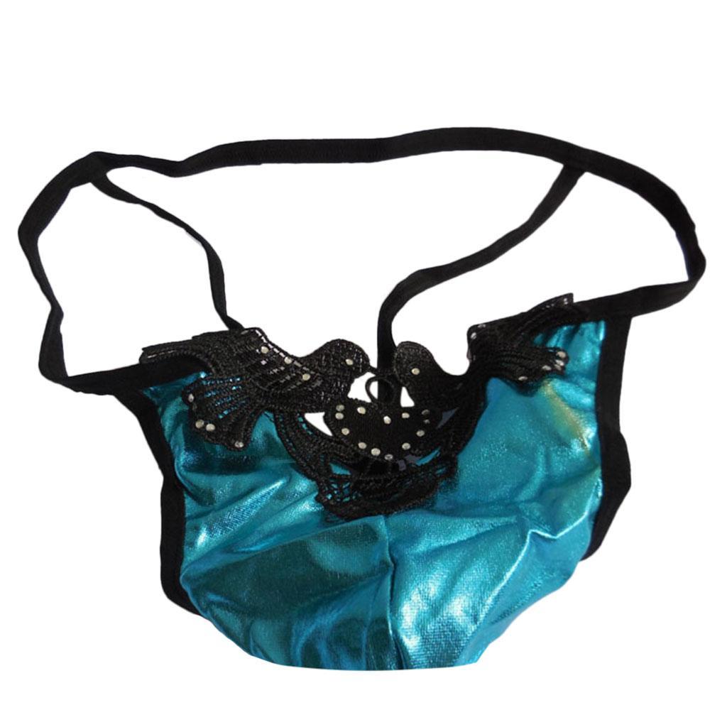 3-4pack Men's Sexy G-string T-back Briefs Underwear Birds Embroidered Thong Blue