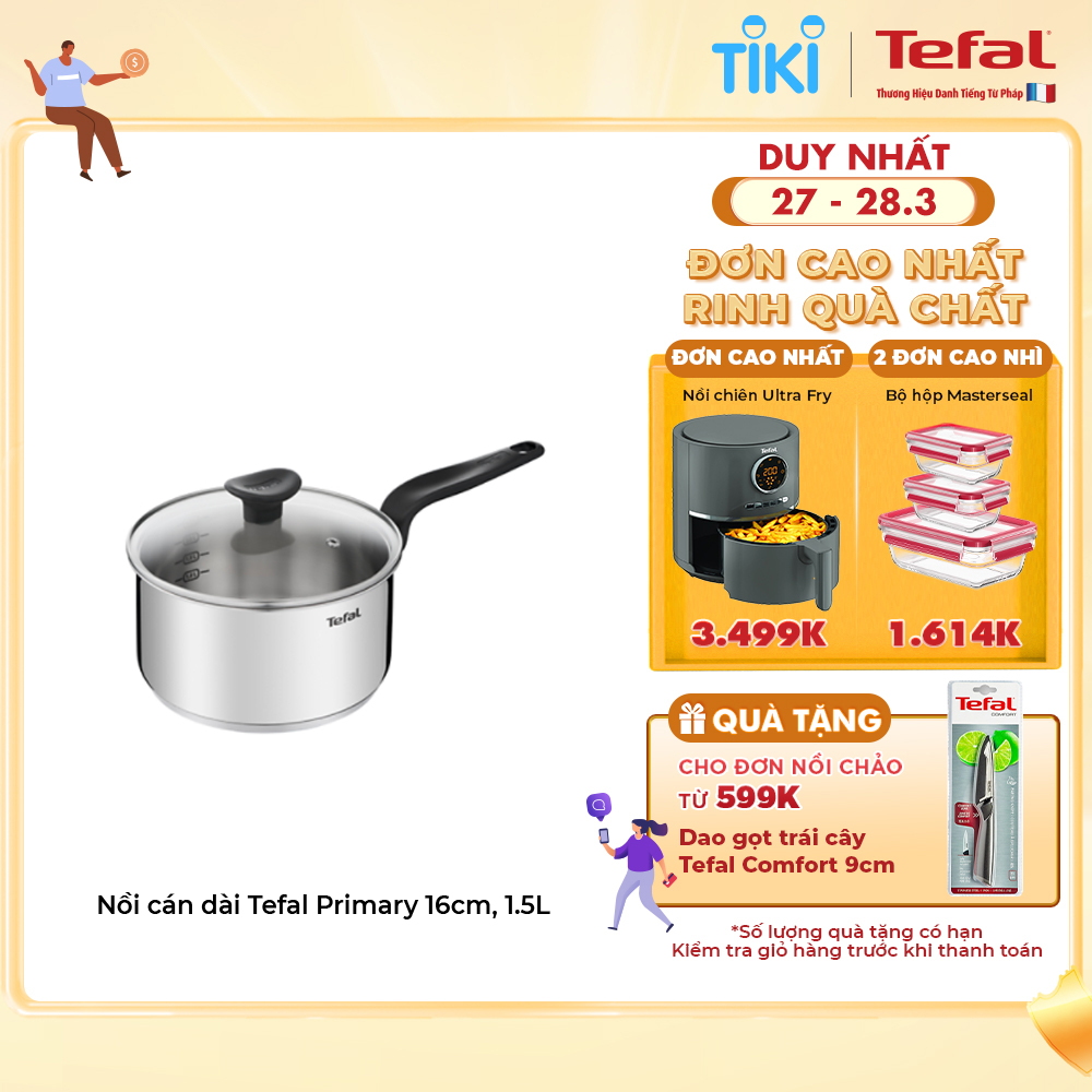 Nồi cán dài Tefal Primary 16cm, 1.5L - Hàng chính hãng