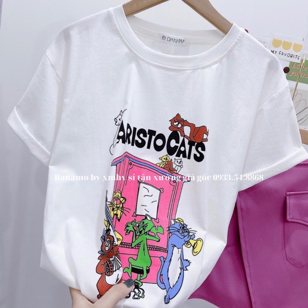 Áo thun nữ unisex aristocats thời trang Banamo fashion áo thun aristocats 3127