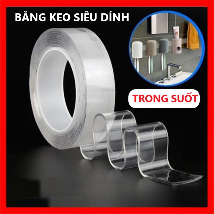 Băng keo siêu dính đa năng 2 mặt,  cuộn 5m, Keo cường lực dùng trên mọi bề mặt