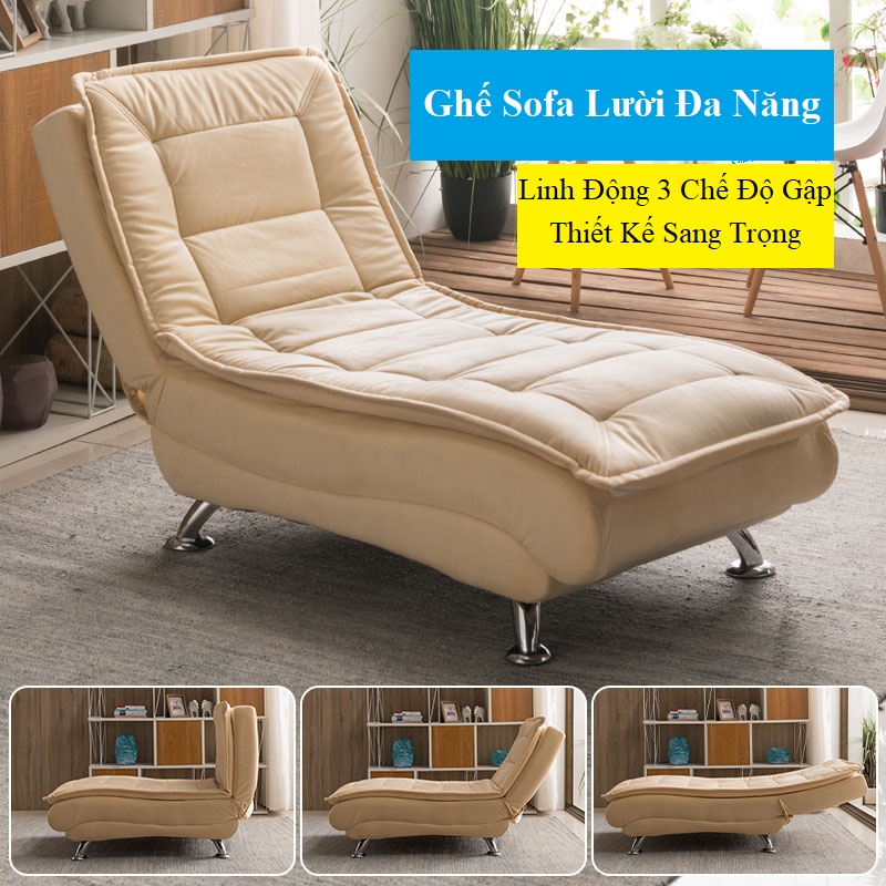 Ghế sofa lười - ghế sofa giường nằm thư giãn bọc da tặng kèm gối Có Kèm Ảnh Thật