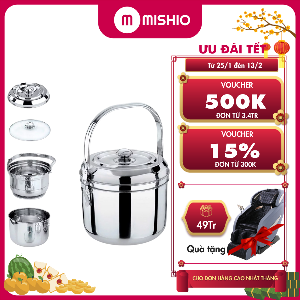 Nồi ủ nhiệt inox Mishio MK187 5.4L - Hàng chính hãng