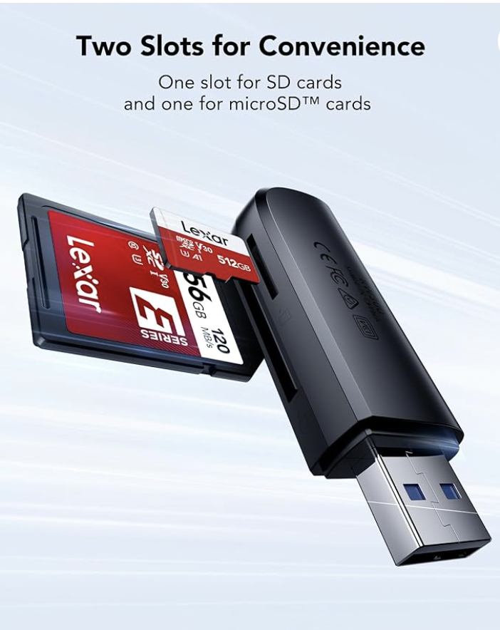 Đầu đọc thẻ nhớ Lexar LRW300U Dual-Slot SD / MicroSD USB 3.2 , tốc độ đọc 104MB/s - Hàng chính hãng BH 12 tháng