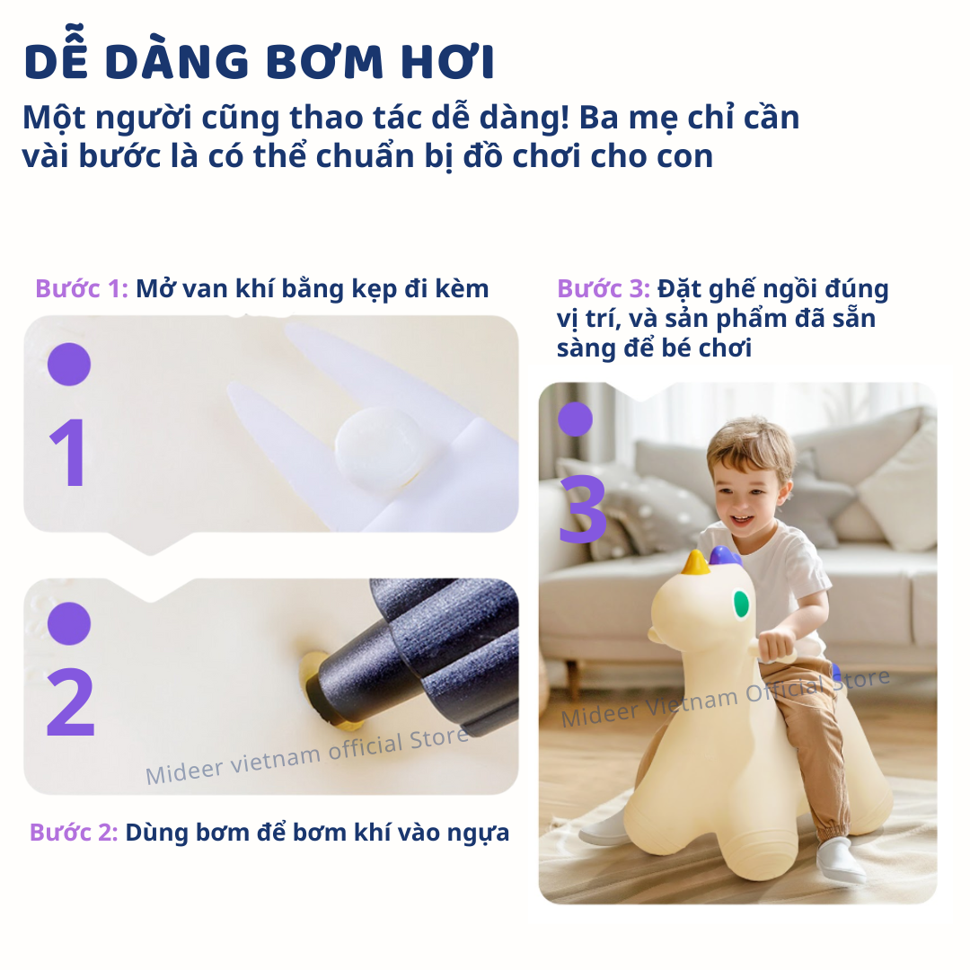 Thú nhún cho bé loại to bơm hơi Mideer Sensory Training Joy Bounce Jumper Pony