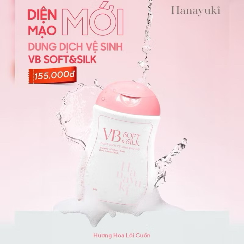 Dung dịch vệ sinh Phụ Nữ Hanayuki màu hồng VB Soft Silk - ddvs Hana phiên bản mới