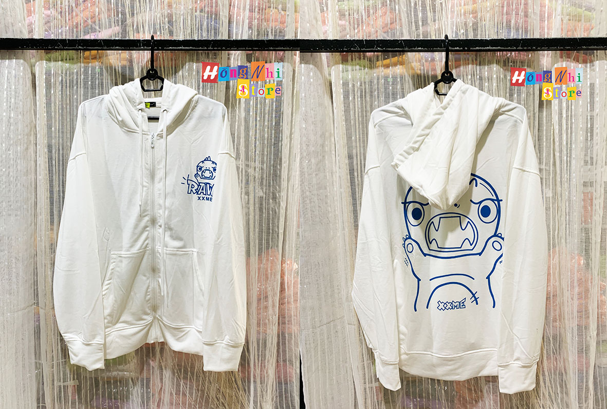 Áo Hoodie Zip In Hình Dáng Rộng - Khoác Hoodie Dây Kéo In Hình Unisex - MM