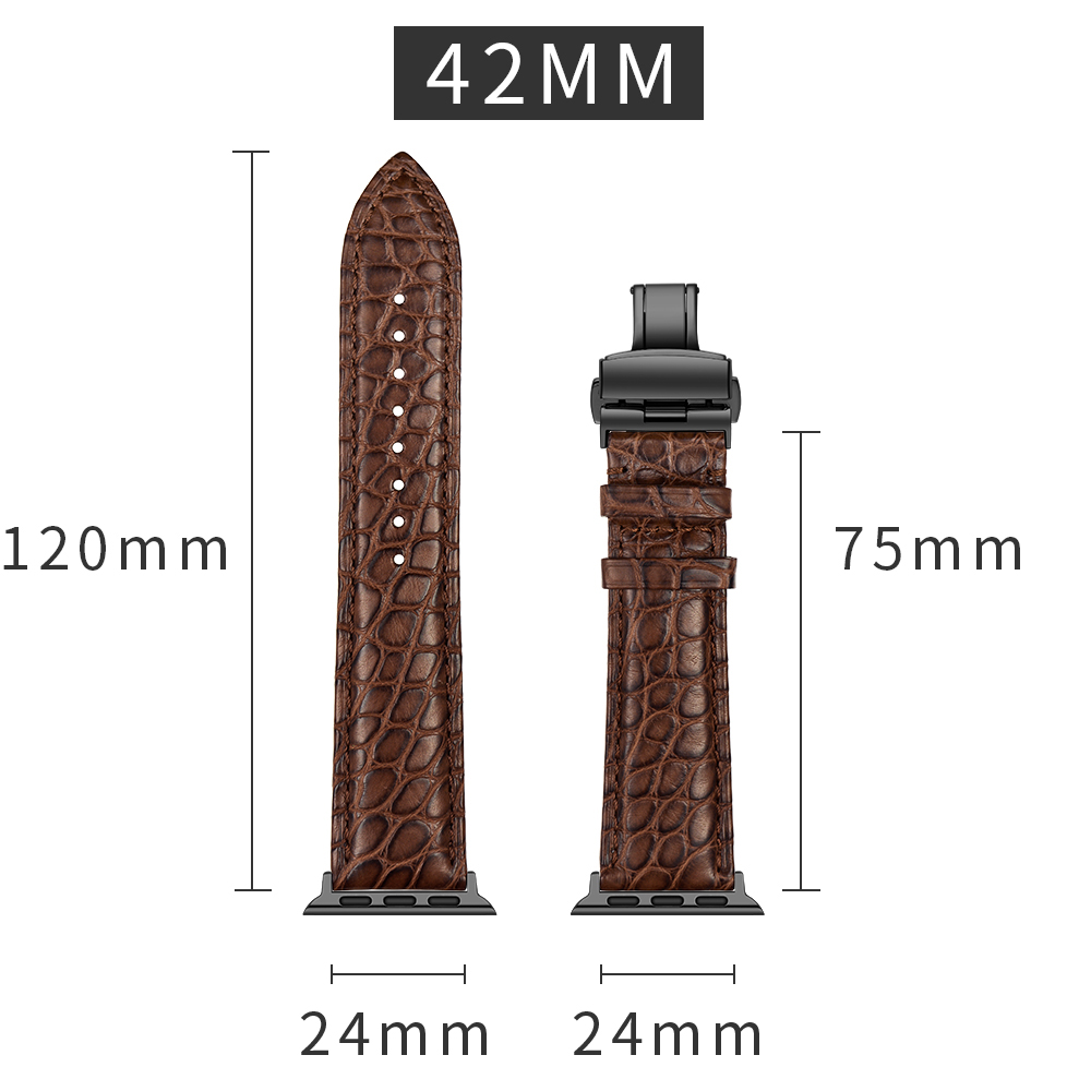 Dây Da Cá Sấu France Khóa Bướm Chống Gãy dành cho Apple Watch 42/44/45/49mm