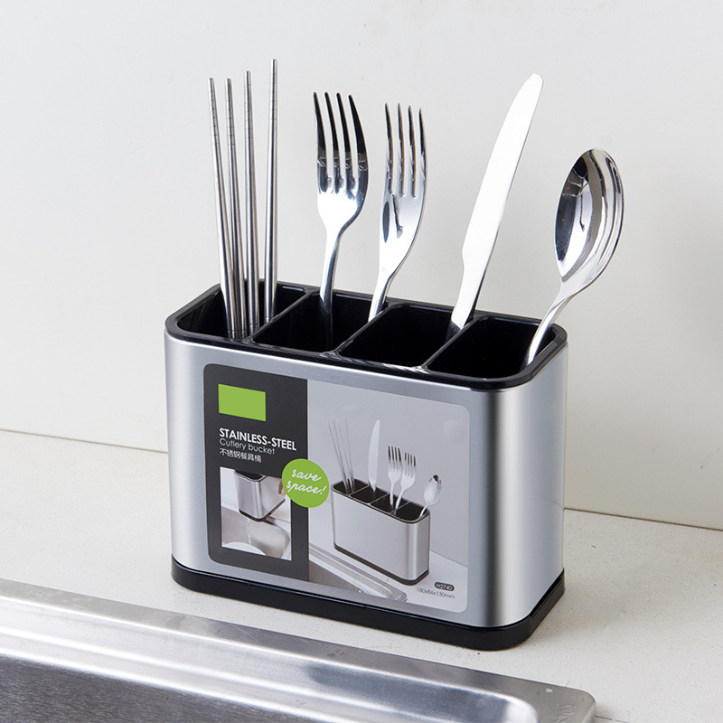 Cắm Dao Đũa Thìa Inox 304 Cao Cấp Có Khay Thoát Nước