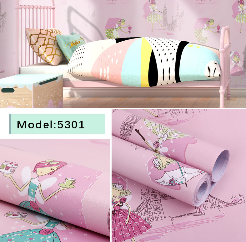 Combo 10 mét giấy dán tường, decal dán tường trang trí nhà cửa CÔ GÁI HỒNG khổ 45cm