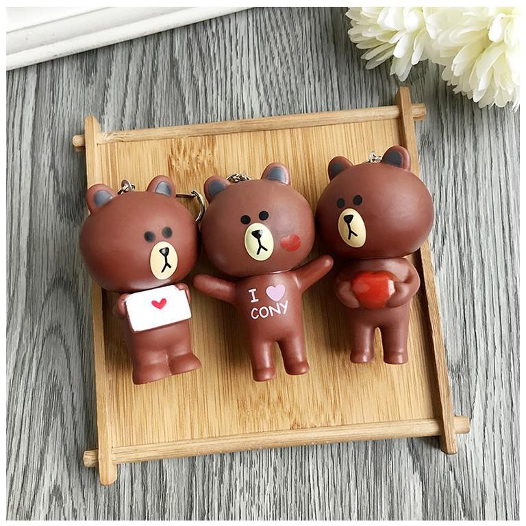 Móc khóa hình thỏ Cony và gấu Brown-Móc khóa gấu nâu và thỏ trắng-