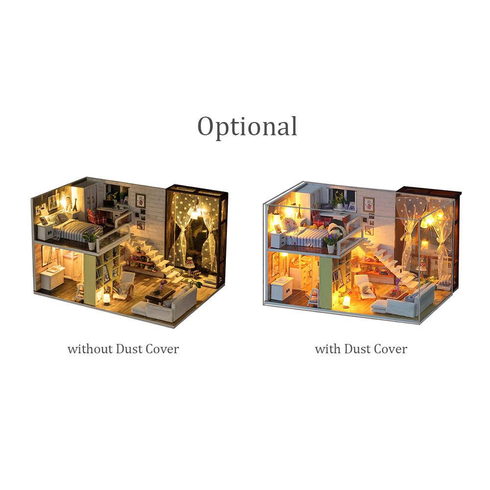 Ngôi nhà búp bê bằng gỗ 3D thu nhỏ với đồ nội thất và đèn LED