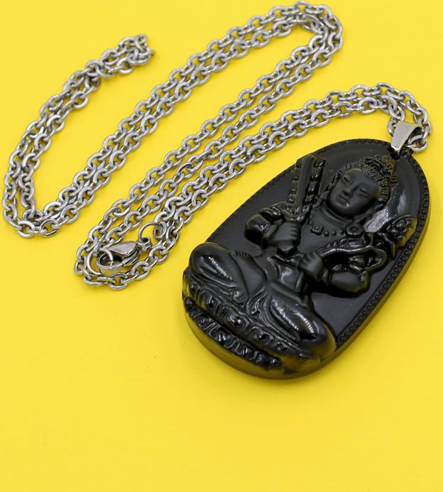 Vòng cổ Hư Không Tạng 5 cm thạch anh đen DITTEN6 - Phật bản mệnh cho người tuổi Sửu, Dần