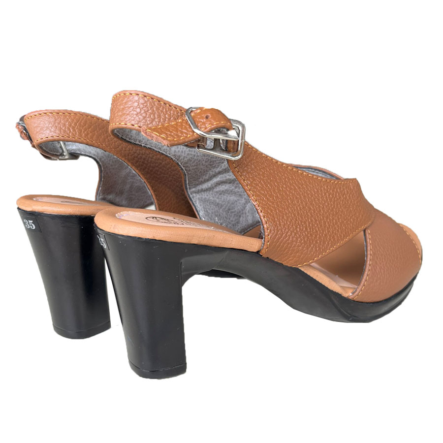 Giày sandal cao gót 7.5cm Trường Hải da bò thật màu vàng đế nhẹ SD155