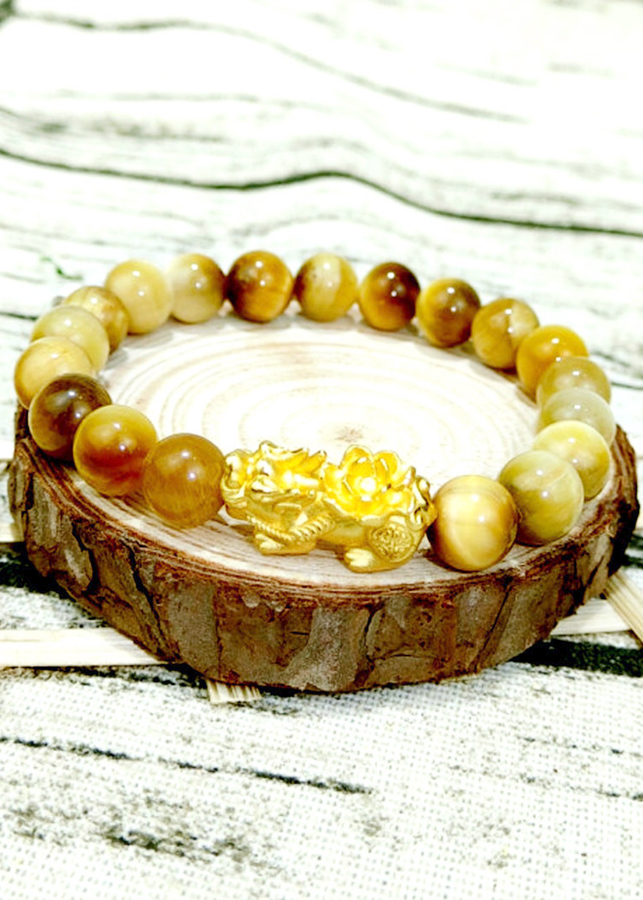Vòng Tay Phong Thủy Mắt Hổ Vàng Ánh Trăng - Tăng Vượng Khí - Chiêu Tài Bốn Phương - Hợp Mệnh Thổ ; Kim