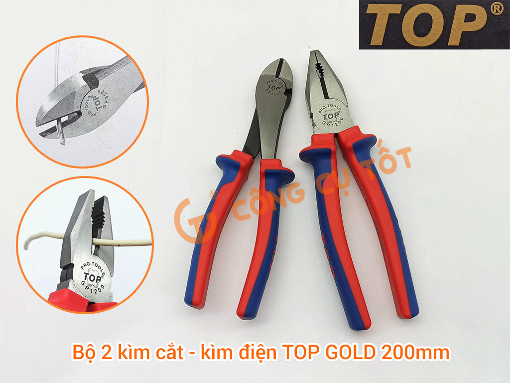 Bộ kìm điện và kìm cắt chéo cao cấp TOP Đài Loan 200mm