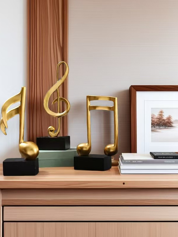Mô hình 3 nốt nhạc, khoá sol mạ đồng bàn làm việc decor trang trí nhà cửa - Hàng chính hãng