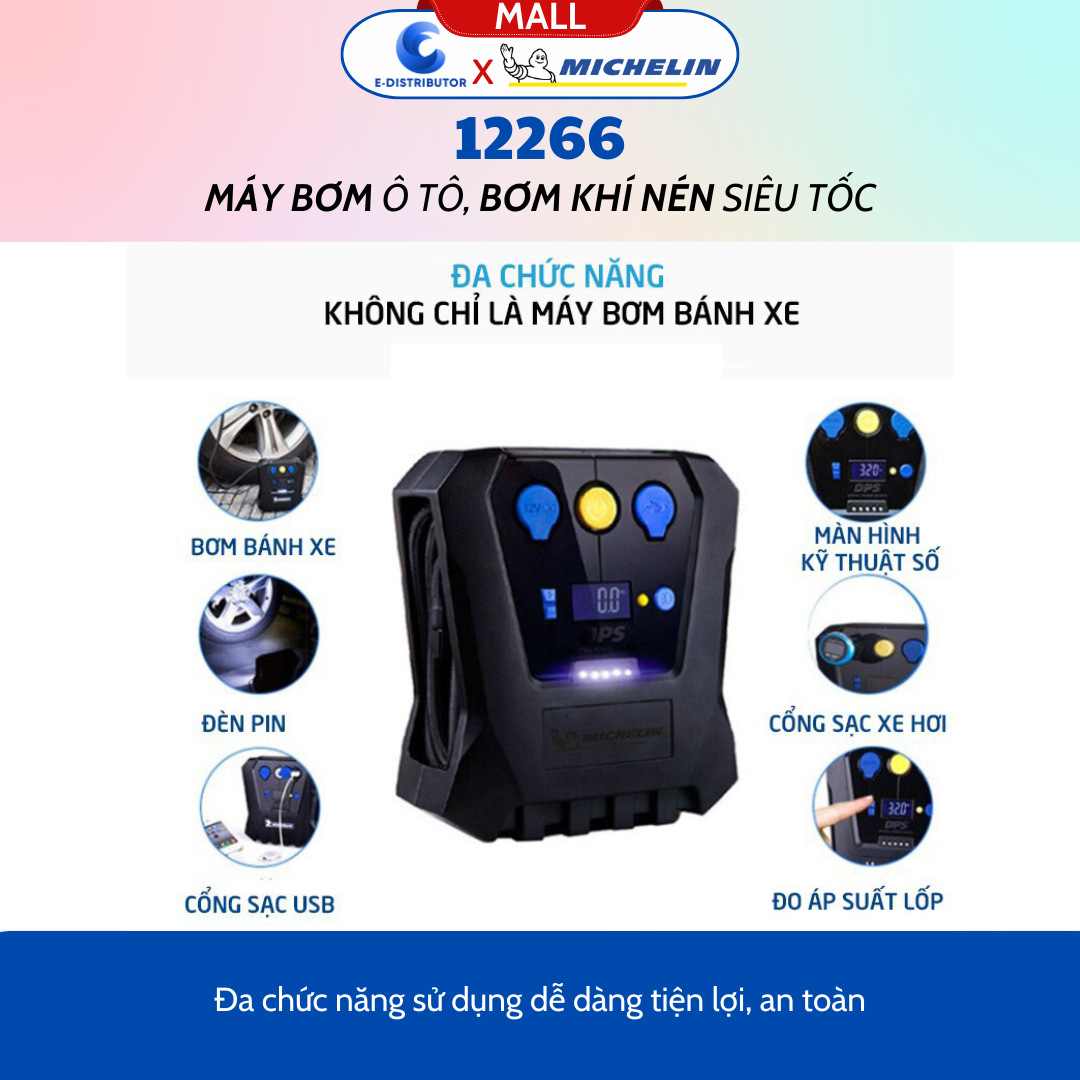 Máy Bơm Ô Tô, Xe Hơi Đa Năng Michelin 5818 (180w) - 12314 (360w) - 12316 (220w) - Hàng Chính Hãng - Bảo Hành 6 Tháng