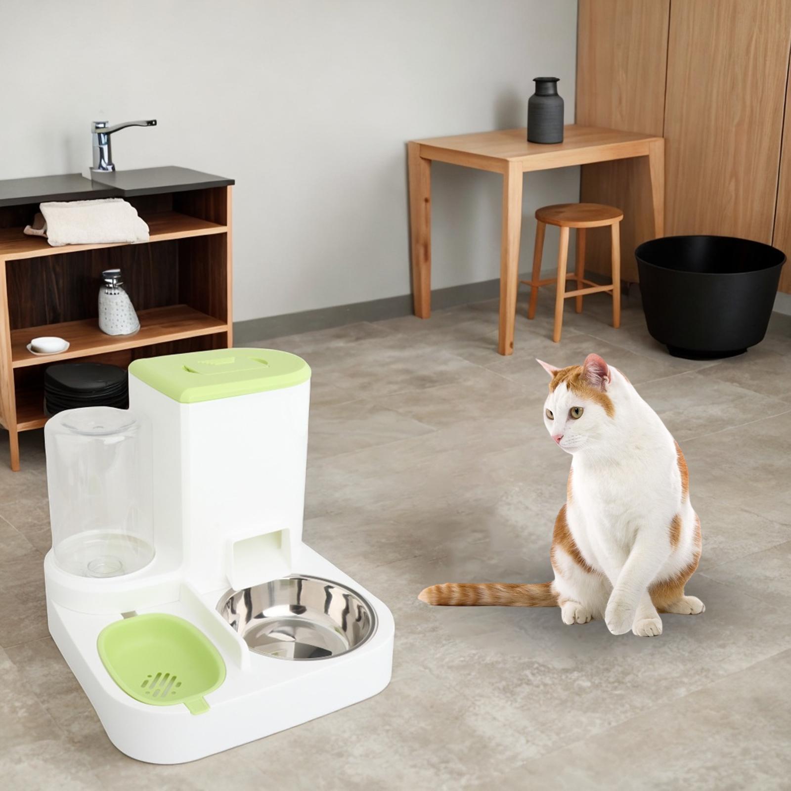 Automatic Pet Feeder Waterer Anti Overturning Cat Feeder and Water Dispenser