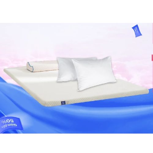 Combo Tan Chảy - Topper nệm đa năng Memory Foam trà xanh Goodnight Carina &amp; Đôi Gối bông mềm mại Doona Promo 45*65cm