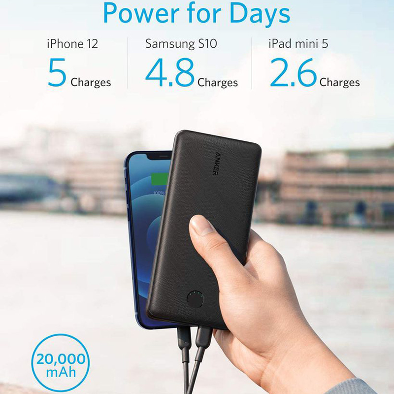 Pin Dự Phòng Anker PowerCore Essential 20.000mAh Hỗ Trợ Sạc Nhanh Power Delivery PD 20W Tích Hợp USB Type-C In/Out - A1287 - Hàng chính hãng