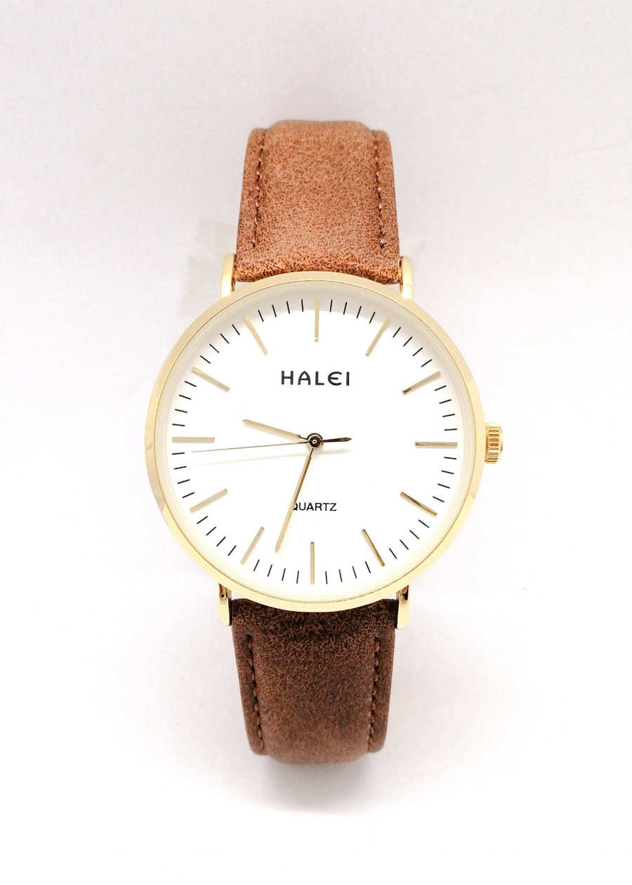 Đồng hồ Nam Halei  HL541 dây da cao cấp + Tặng Combo TẨY DA CHẾT APPLE WHITE PELLING GEL BEAUSKIN chính hãng