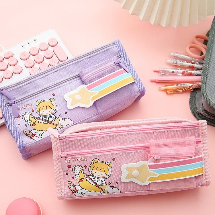 Hộp Bút Vải Cute Nhiều Ngăn Đa Năng Hàn Quốc BU24