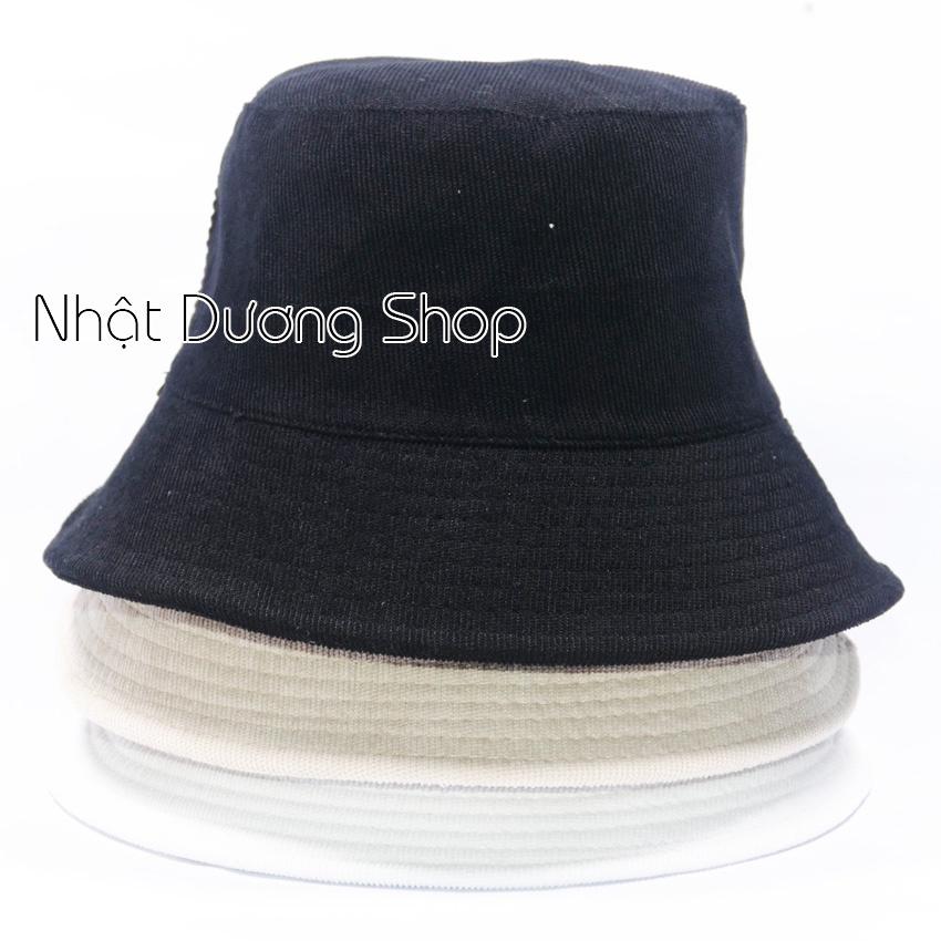 Mũ bucket trơn - Nón tai bèo vành tròn trơn chất nhung tăm cao cấp phù hợp cả nam và nữ