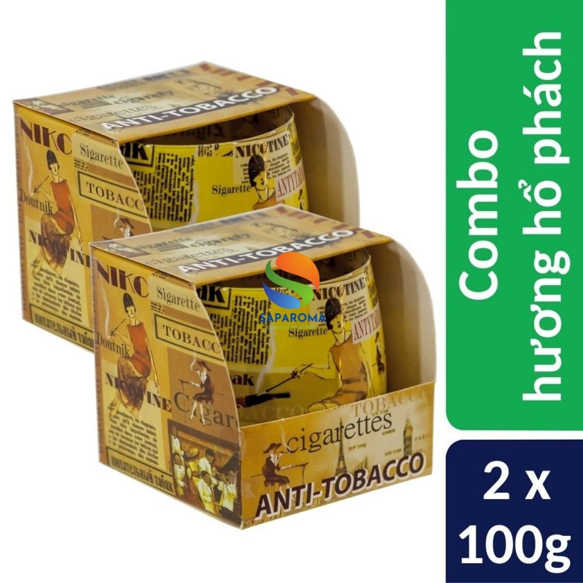 Combo 2 ly nến thơm tinh dầu Bartek Anti Tobacco 100g - hương hổ phách, nến trang trí, thơm phòng, thư giãn, hỗ trợ khử mùi