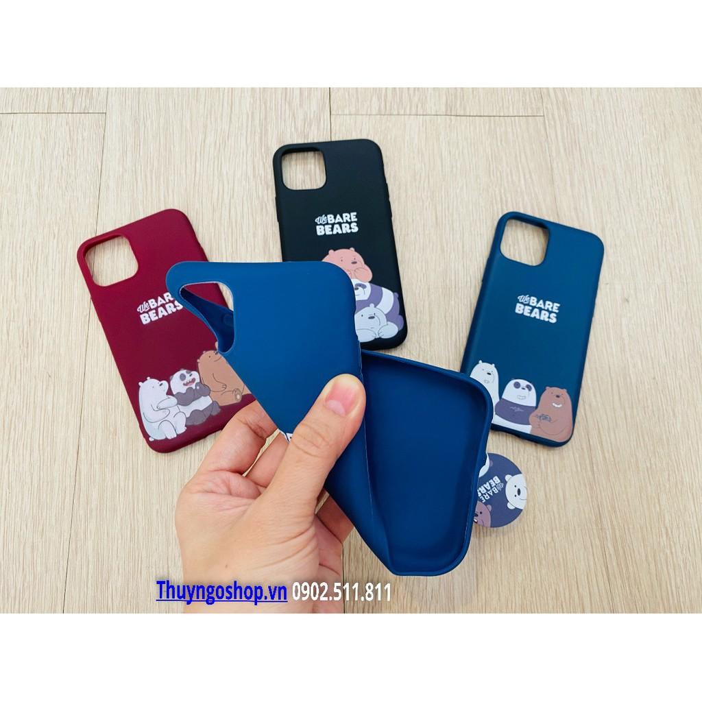 Iphone 11 / 11 Pro / 11 Pro Max - Combo ốp lưng silicon in hình 3 chú gấu + popsocket