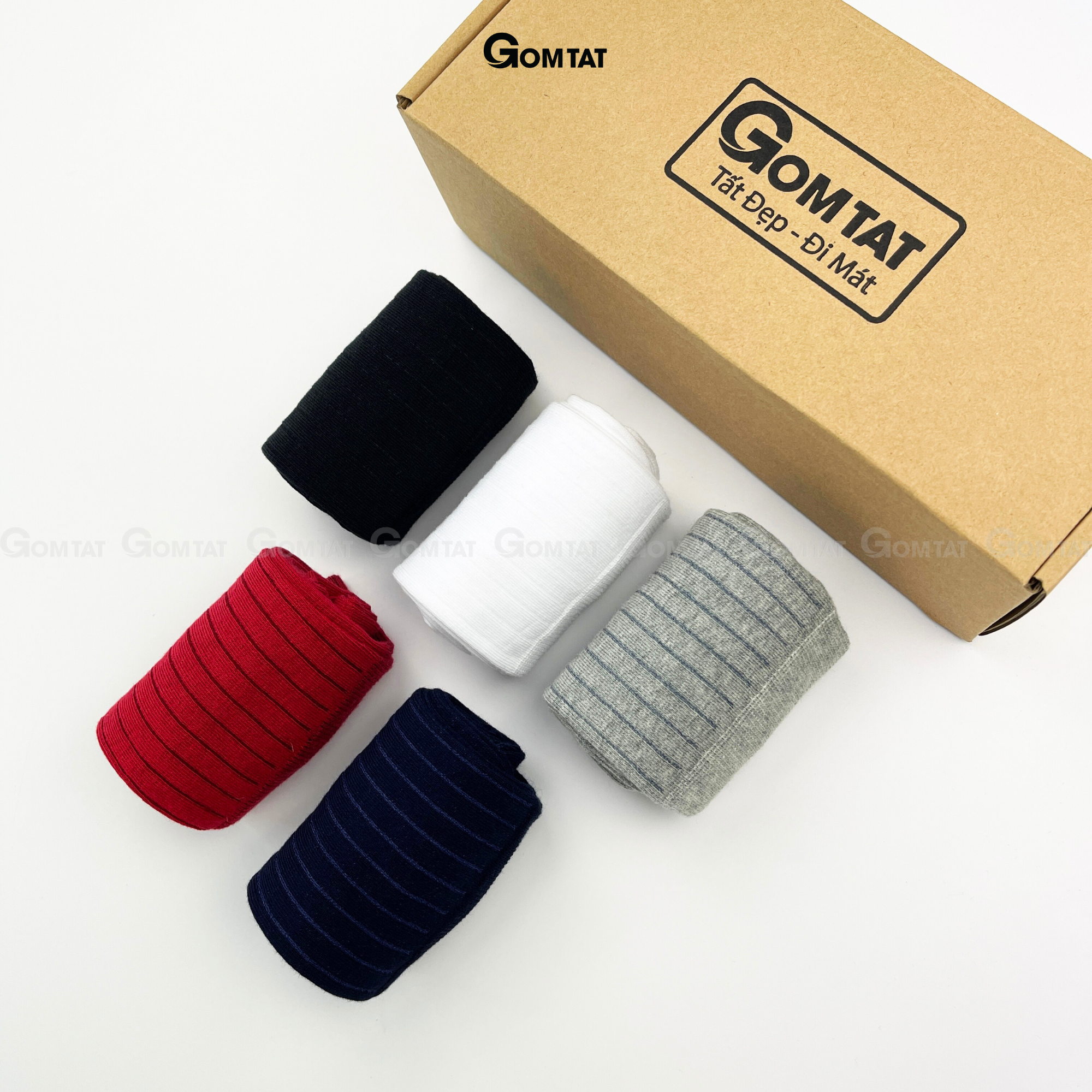 Tất đi giày tây chất liệu cotton cao cấp, vớ nam công sở họa tiết gân chìm lịch lãm - GOM-TAYGANCHIM-1DOI