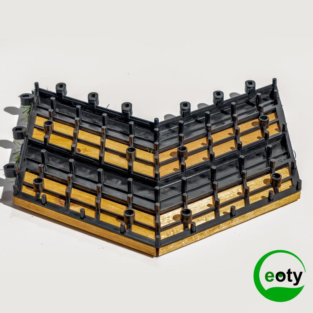 Combo 12 vỉ gỗ cỏ xéo - vỉ gỗ tự nhiên xen cỏ nhân tạo lót sàn ban công, trong nhà, sân thượng...