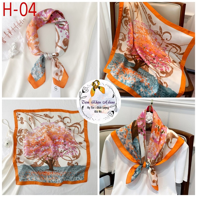 Khăn turban lụa Satin vuông 70x70 cm, Áo choàng chống nắng đi biển, Khăn choàng thời trang Milana 2022