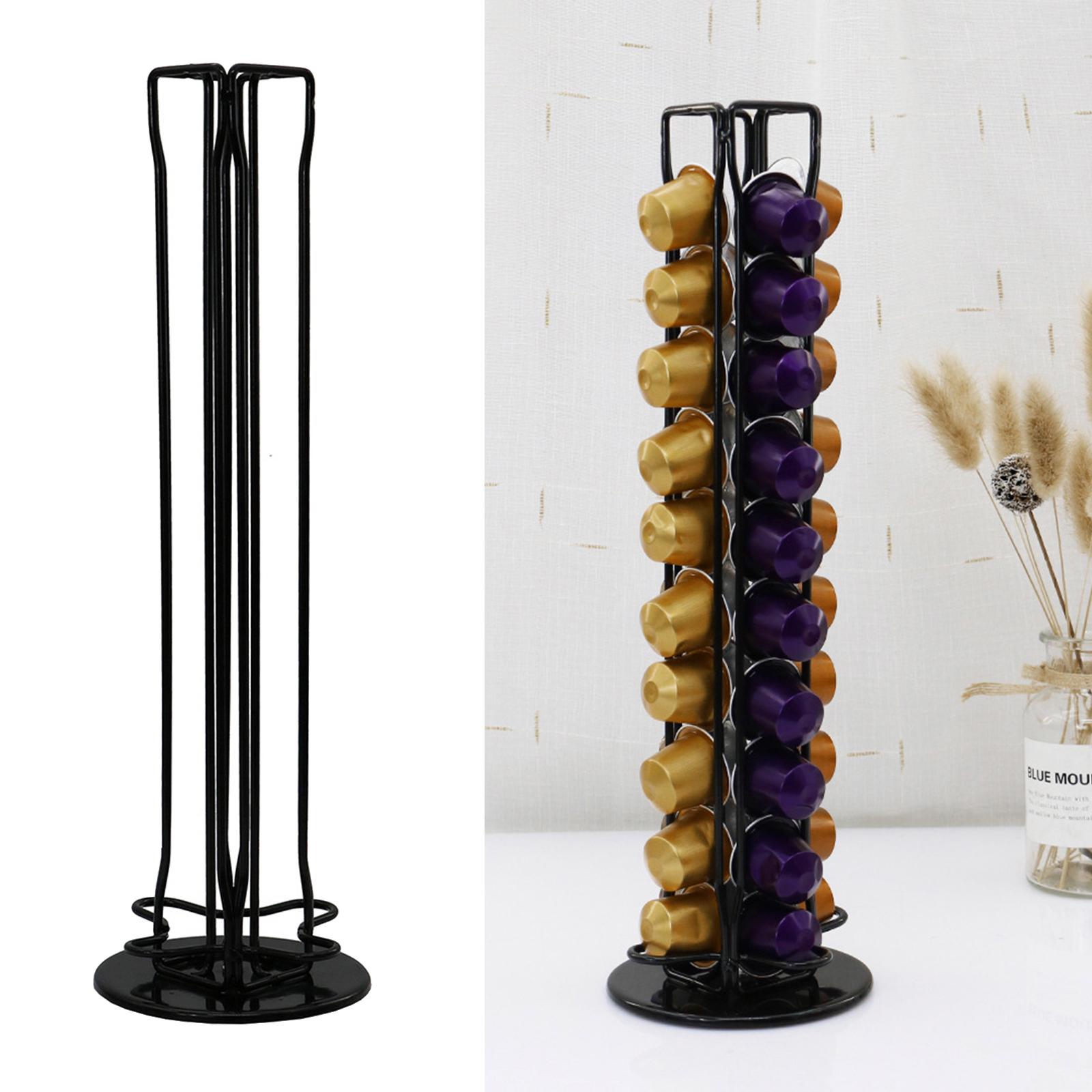 Iron Wire Coffee Pod Capsule Holder Rack Tower Storage Fits  for Counter Cafe Home Shop Can Hold 40 Capsules