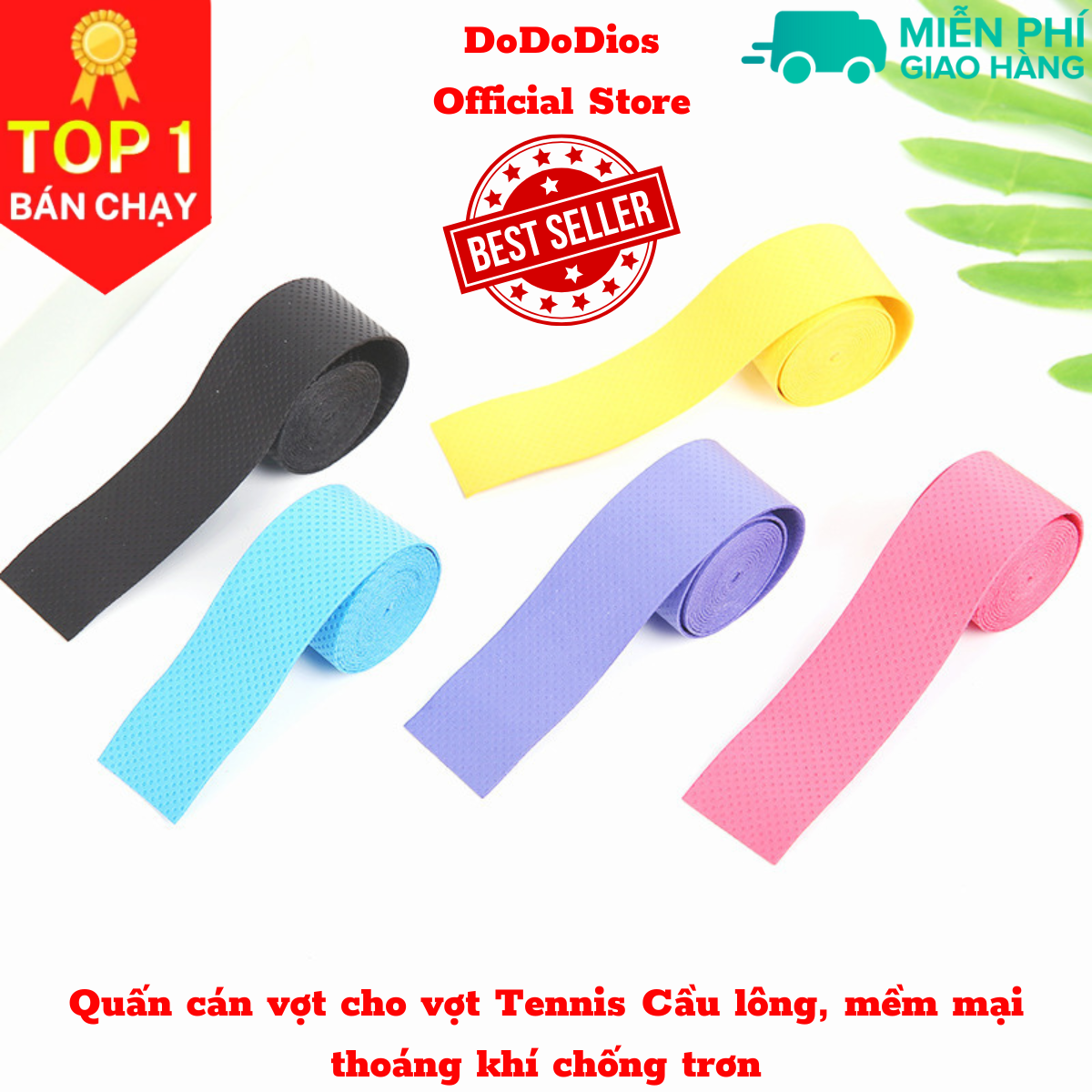 Quấn cán vợt cầu lông, quần cán vợt tennis dododios cho vợt Tennis Cầu lông, mềm mại thoáng khí chống trơn thoát mồ hôi, độ bám cao - dây quấn cán vợt cầu lông, dây quấn cán vợt tennis Hàng Chính Hãng