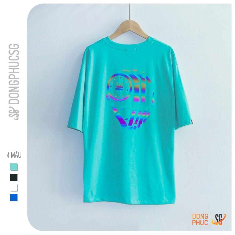 Áo thun phản quang unisex tay lỡ form rộng nam nữ - Chất thun cotton mềm mát - Hình dạ quang to | DONGPHUCSG
